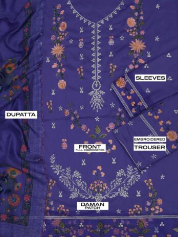 Premium Sobai Nazir Lawn Embroidered Suit – Luxury 102/86 Fabric
