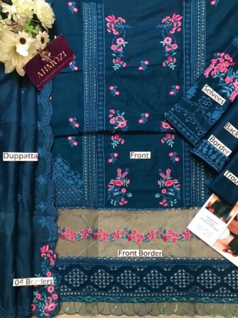 Azure Branded Embroidered Lawn Suit – Chicken Kari Front with Khaadi Net Dupatta (3-Piece)