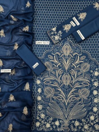 Bareeze Premium Lawn Suit 3PC – Embroidered Front, Sleeves & Dupatta