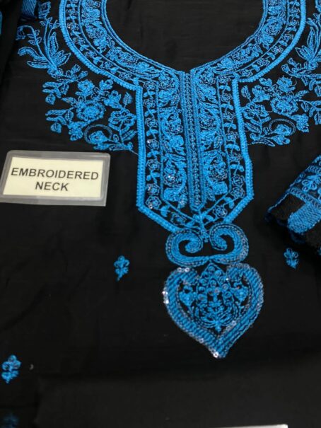 Front heavy embroidered spangle work of Asim Jofa luxury chiffon embroidered 3 piece suit