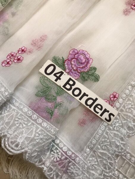Close-up of chiffon embroidered dupatta from Bareeze unstitched suit