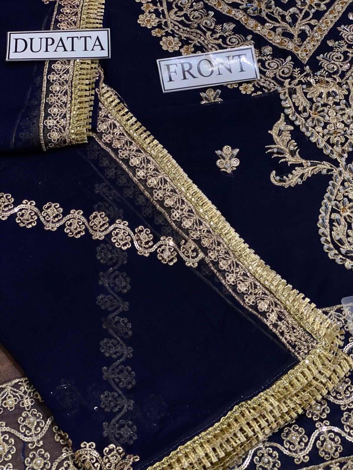 Embroidered chiffon dupatta from Asim Jofa luxury 3 piece unstitched suit