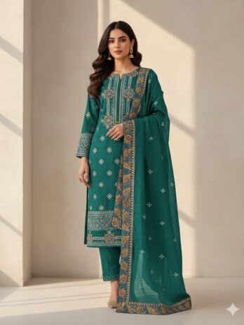 Embroidered Susi 3mm Indian Banarsi Unstitched 3PC Suit