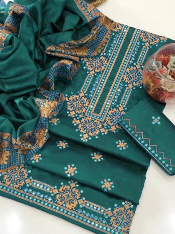 Embroidered Susi 3mm Indian Banarsi Unstitched 3PC Suit